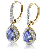 1.4ct Tanzanite And Diamond Halo Earrings 18k Gold Asteria Collection