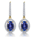 1.6ct Tanzanite And Diamond Halo Earrings 18k Gold Asteria Collection