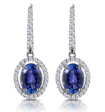 1.6ct Tanzanite And Diamond Halo Earrings 18kw Gold Asteria Collection