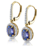 1.6ct Tanzanite And Diamond Halo Earrings 18k Gold Asteria Collection