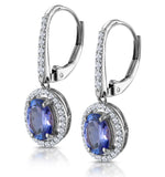 1.6ct Tanzanite And Diamond Halo Earrings 18kw Gold Asteria Collection