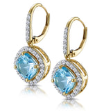 2.5ct Blue Topaz And Diamond Halo Earrings 18k Gold Asteria Collection