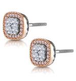 Diamond And Pink Diamond Halo Asteria Oval Earrings In 18k Rose Gold