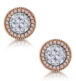 Diamond And Pink Diamond Halo Asteria Circle Earrings 18k Rose Gold