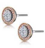 Diamond And Pink Diamond Halo Asteria Circle Earrings 18k Rose Gold