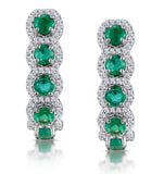 1.20ct Emerald And Diamond Halo Asteria Earrings In 18k White Gold