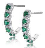 1.20ct Emerald And Diamond Halo Asteria Earrings In 18k White Gold
