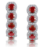 1.50ct Ruby And Diamond Halo Asteria Earrings In 18k White Gold