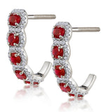 1.50ct Ruby And Diamond Halo Asteria Earrings In 18k White Gold