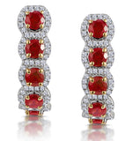 1.50ct Ruby And Diamond Halo Asteria Earrings In 18k Gold