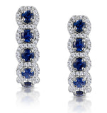 1.50ct Sapphire Diamond Halo Asteria Earrings In 18k White Gold