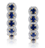 1.50ct Sapphire Diamond Halo Asteria Earrings In 18k Gold