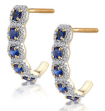 1.50ct Sapphire Diamond Halo Asteria Earrings In 18k Gold