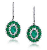 2.50ct Emerald Asteria Diamond Drop Earrings In 18k White Gold