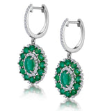 2.50ct Emerald Asteria Diamond Drop Earrings In 18k White Gold