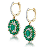 2.50ct Emerald Asteria Collection Diamond Drop Earrings In 18k Gold