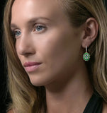 2.50ct Emerald Asteria Diamond Drop Earrings In 18k White Gold