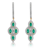 1.10ct Emerald Asteria Collection Diamond Drop Earrings In 18k Gold