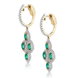 1.10ct Emerald Asteria Collection Diamond Drop Earrings In 18k Gold