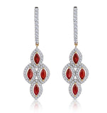 1.40ct Ruby Asteria Collection Diamond Drop Earrings In 18k Gold