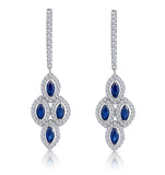 1.45ct Sapphire Asteria Diamond Drop Earrings In 18k White Gold