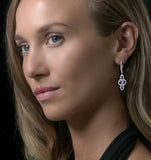 1.45ct Sapphire Asteria Diamond Drop Earrings In 18k White Gold