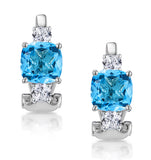 2.50ct Blue Topaz Asteria Collection Diamond Earrings 18k White Gold