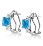 2.50ct Blue Topaz Asteria Collection Diamond Earrings 18k White Gold