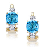 2.50ct Blue Topaz Asteria Collection Diamond Earrings In 18k Gold