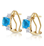 2.50ct Blue Topaz Asteria Collection Diamond Earrings In 18k Gold