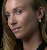 2.50ct Blue Topaz Asteria Collection Diamond Earrings 18k White Gold