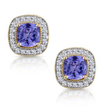 2.20ct Tanzanite Asteria Collection Diamond Halo Earrings In 18k Gold