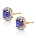 2.20ct Tanzanite Asteria Collection Diamond Halo Earrings In 18k Gold