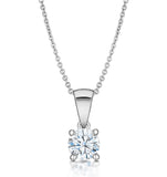 Diamond Solitaire Necklace 0.70ct Chloe Certified In 18kw Gold E/vs1