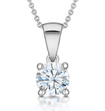 Diamond Solitaire Necklace 0.90ct Chloe Certified In 18kw Gold G/si2