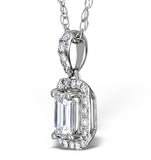 Ella 18k White Gold Diamond Emerald Cut Pendant 0.70ct H/si