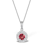 Pink Tourmaline 0.50ct And Diamond Halo Pendant Necklace 18k Gold