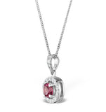 Pink Tourmaline 0.50ct And Diamond Halo Pendant Necklace 18k Gold
