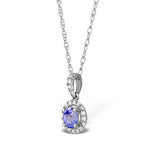 Tanzanite 5mm And Diamond 18k White Gold Pendant Necklace