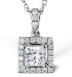 Ella 18k White Gold Diamond Princess Cut Pendant 0.74ct G/vs