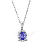 Tanzanite 7 X 5mm And Diamond 18k White Gold Pendant Necklace