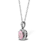 Pink Sapphire 7 X 5mm And Diamond 18k White Gold Pendant Necklace