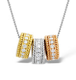 18k Three Tone 12mm Diamond Set Slider Pendant