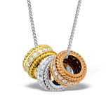 18k Three Tone 12mm Diamond Set Slider Pendant