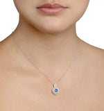 0.45ct And 18k White Gold Diamond Sapphire Pendant Necklace - Fr38