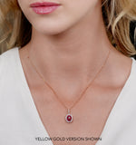 Ruby And Diamond Oval Halo Necklace In 18kw Gold - Asteria Collection