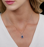 Sapphire And Diamond Oval Halo Necklace 18kw Gold Asteria Collection