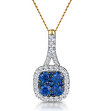 Sapphire And Diamond Halo Necklace In 18k Gold - Asteria Collection
