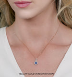 Sapphire And Diamond Halo Round Asteria Necklace 18kw Gold