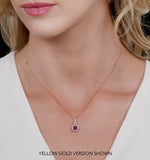 Ruby And Diamond Halo Circle Necklace In 18k Gold - Asteria Collection